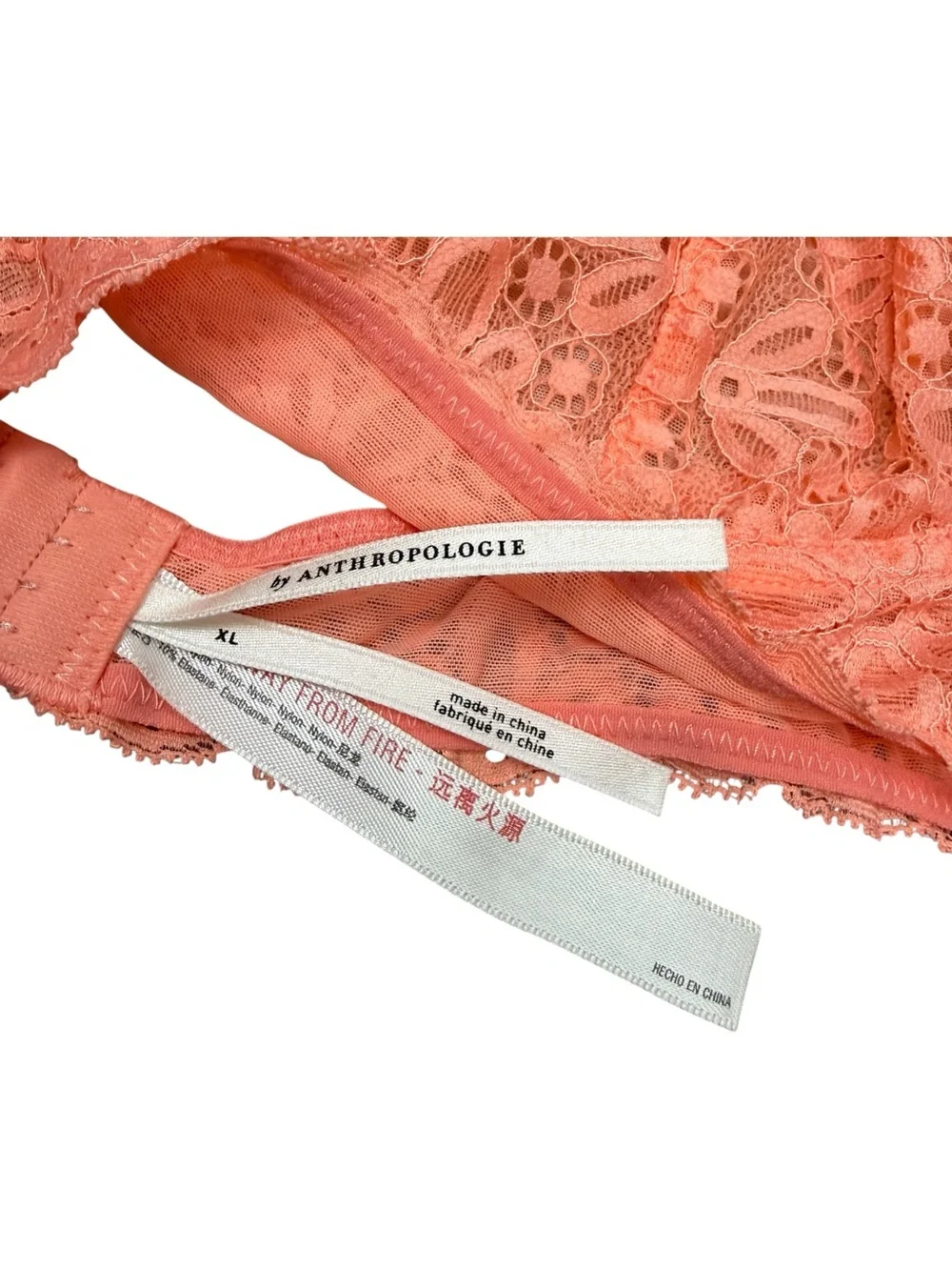 Anthropologie Lace Floral Peach Bra
